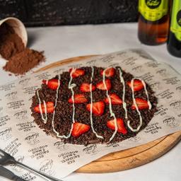 imagem Pizza Brotinho de Chocolate 70% cacau com Morangos e Leite Condensado light