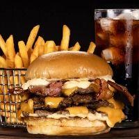 imagem Trio Double Cheesebacon Smashed + Acompanhamento + Bebida