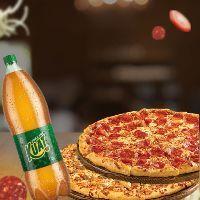 imagem 2 pizzas familia 35 cm + refrigerante  2 litros grátis