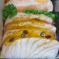 imagem Sashimi de Salmão Selado c/ Geleia de Maracujá 