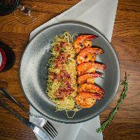 imagem Linguine ao Carbonara com Camarões 