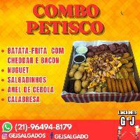 imagem Combo petisco batata c bacon e cheddar,nuguet,salgado,anel de cebola,calabresa