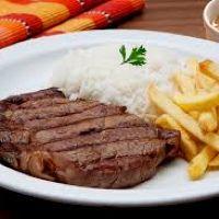 imagem Bife ancho grill ( arroz feijão farofa batata frita ovo frito bife ancho acebolado salada )