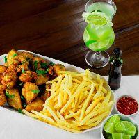 imagem Frango a passarinho com fritas