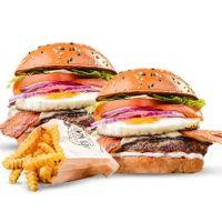 imagem 2 hamburguers + 1 Batata Gratis