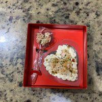 imagem caixa de coracao salmao fry frito