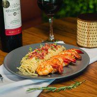 imagem Linguine ao Carbonara com Camarões 