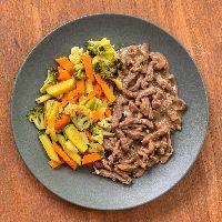 imagem R12) ISCAS DE PATINHO + MIX DE LEGUMES (LOW CARB)