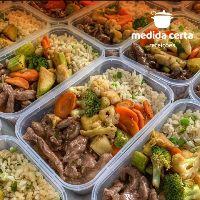 imagem R12.1) ISCAS DE PATINHO + MIX DE LEGUMES + ARROZ INTEGRAL